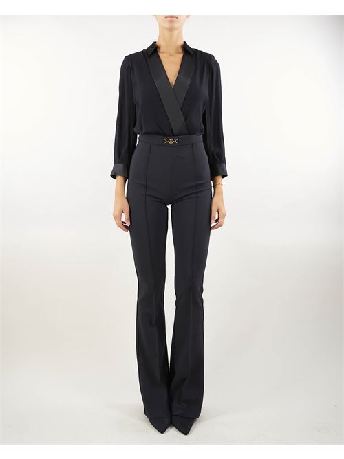 Viscose jumpsuit with crossed shirt and flared trousers with clamp Elisabetta Franchi ELISABETTA FRANCHI | Suit | TU00546E2110